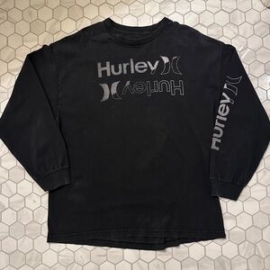 Hurley Black Graphic Y2K Vintage Long Sleeve Tee Shirt Size XL